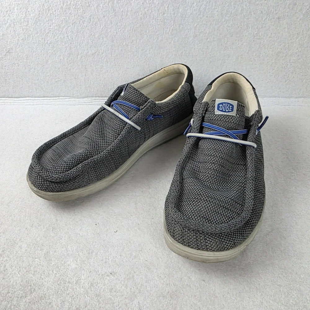 Hey Dude Wally H2O Mesh Men 11 Black Grey Blue Slip On Loafers 40710-001